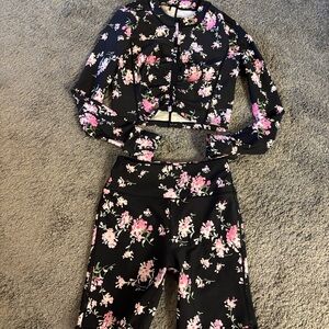 Love Shack Fancy Sindri Floral Activewear Jacket Short Set Small